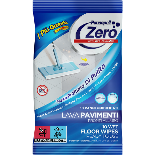 PANNOPELL ZERO PANNI PAVIMENTI 30x40 DETERGENTI IGIENIZZANTI 10 PEZZI