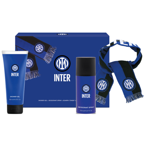 INTER COFANETTO DEODORANTE SPRAY 150 ML + SHOWER GEL TUBO 200 ML + SCIARPA UFFICIALE DA STADIO 