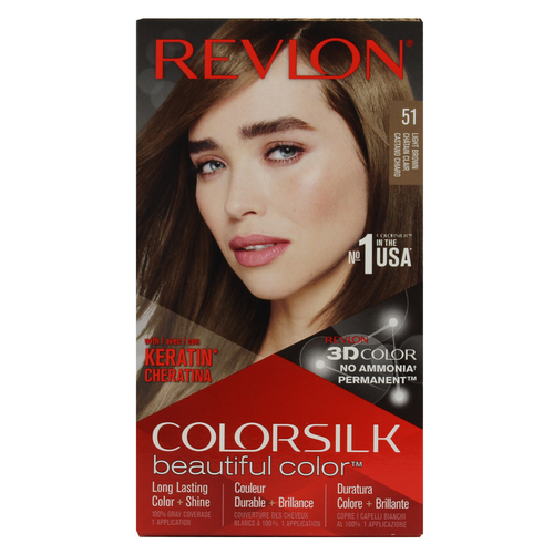 REVLON COLOR SILK 51 CASTANO CHIARO PERMAMENTE SENZA AMMONIACA REVLON COLOR SILK 51 CASTANO CHIARO PERMAMENTE SENZA AMMONIACA