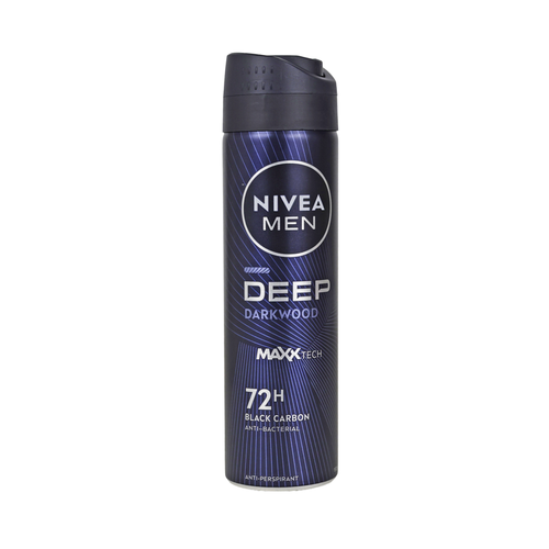 NIVEA FOR MEN DEODORANTE SPRAY 72h DEEP DRY & CLEAN FEEL ANTI-PERSPIRANT ANTI-BACTERIAL & BLACK CARBON 150 ML