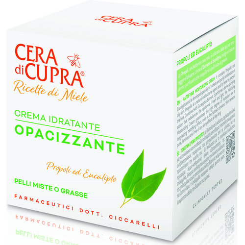 CERA DI CUPRA RICETTE DI MIELE CREMA VISO IDRATANTE OPACIZZANTE PROPOLI ED EUCALIPTO PELLI MISTE o GRASSE 50 ML  CERA DI CUPRA RICETTE DI MIELE CREMA VISO IDRATANTE OPACIZZANTE PROPOLI ED EUCALIPTO PELLI MISTE o GRASSE 50 ML