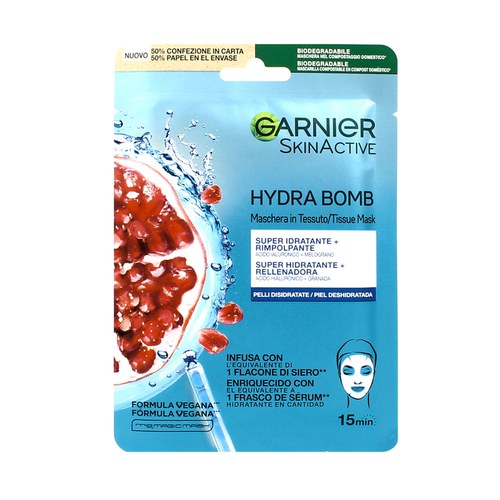 GARNIER HYDRA BOMB MASCHERA IN TESSUTO RIMPOLPANTE 28 grammi GARNIER HYDRA BOMB MASCHERA IN TESSUTO RIMPOLPANTE 28 grammi