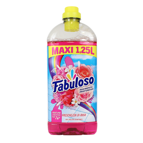 FABULOSO DETERSIVO PAVIMENTI FRESCHEZZA DI ROSA PROFUMO 24H 1,25L