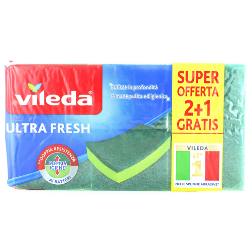 VILEDA ULTRA FRESH SPUGNA ABRASIVA PEZZI 2+1