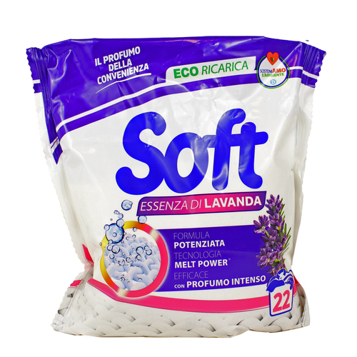SOFT PIU DETERSIVO BUCATO LAVATRICE IN POLVERE LAVANDA IGIENIZZANTE RICARICA 22 LAVAGGI + CONCORSO