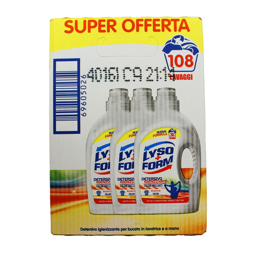 LYSOFORM DETERSIVO IGIENIZZANTE COLORI BRILLANTI 3 PEZZI DA 36 LAVAGGI=108