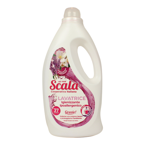 SCALA DETERSIVO LIQUIDO BUCATO LAVATRICE IGIENIZZANTE IPOALLERGENICO GELSOMINO e PATHCOULI 37 LAVAGGI LT 1,5