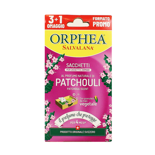 ORPHEA SALVALANA 3+1 OMAGGIO SACCHETTI PROFUMATI FRAGRANZA PATCHOULI PER ARMADI e CASSETTI