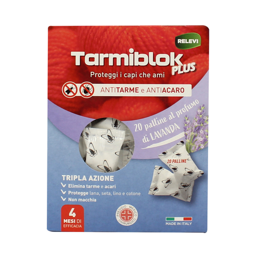TARMIBLOK PLUS 20 PALLINE ANTITARMICO E ACARO AL  PROFUMO DI LAVANDA