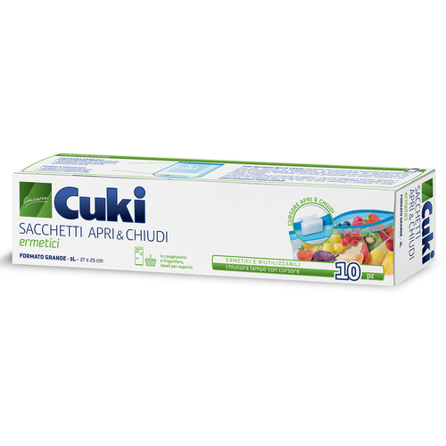 CUKI SACCHETTI APRI & CHIUDI ERMETICI CON CURSORE GRANDE 3 LT CM 27x25 10 PZ