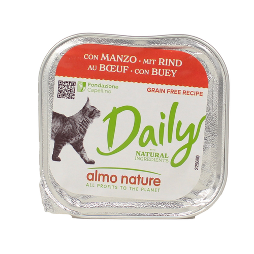 ALMO NATURE DAILY GATTO VASCHETTA 100 GRAMMI CON MANZO