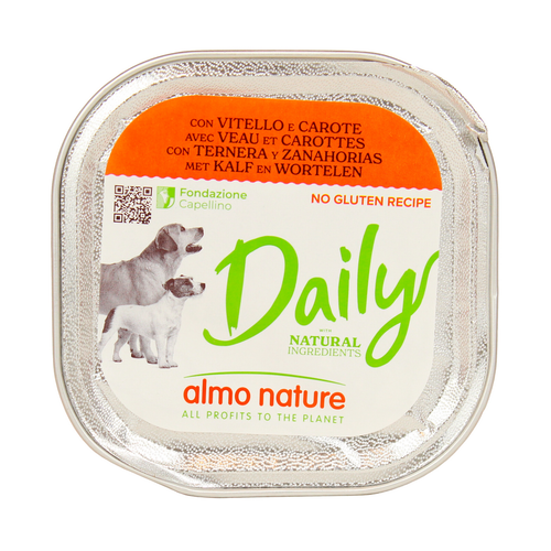 ALMO NATURE DAILY CANE VASCHETTA 100 GRAMMI CON VITELLO e CAROTE 