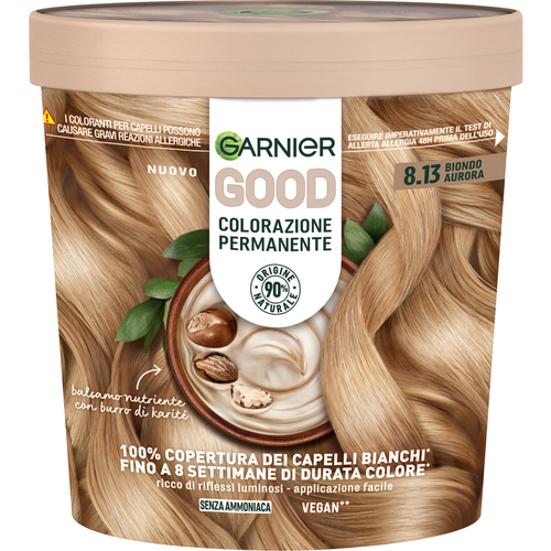 GARNIER GOOD COLORAZIONE PERMANENTE SENZA AMMONIACA BIONDO AURORA 8.13 GARNIER GOOD COLORAZIONE PERMANENTE SENZA AMMONIACA BIONDO AURORA 8.13