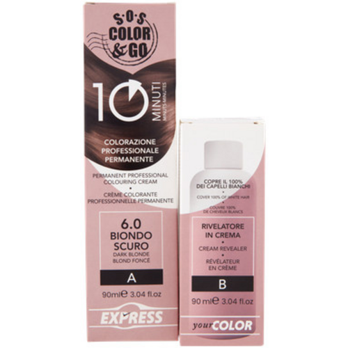 S.O.S.COLOR&GO COLORAZIONE PROFESSIONALE PERMANENTE 10 MINUTI DUO SET CREMA 90 ML + RILEVATORE IN CREMA 90 ML 6.0 BIONDO SCURO
