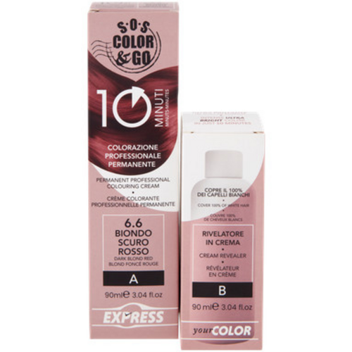 S.O.S.COLOR&GO COLORAZIONE PROFESSIONALE PERMANENTE 10 MINUTI DUO SET CREMA 90 ML + RIVELATORE IN CREMA 90 ML 6.6 BIONDO SCURO ROSSO