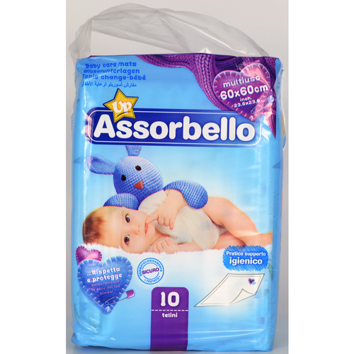 ASSORBELLO TELI IGIENICI BABY 60x60 CM 10 PZ ASSORBELLO TELI IGIENICI BABY 60x60 CM 10 PZ