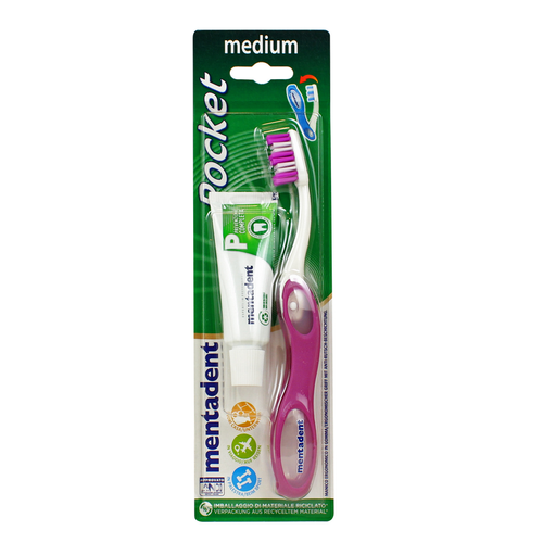 MENTADENT POCKET SPAZZOLINO DENTI  + DENTIFRICIO 15 ML