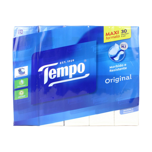 TEMPO FAZZOLETTI 30 PACCHETTI DA 9 FAZZOLETTI 4 VELI MAXI FORMATO