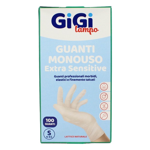 GIGI LAMPO GUANTI LATTICE MONOUSO MISURA S 6-6 1/2 SCATOLA 100 PZ  