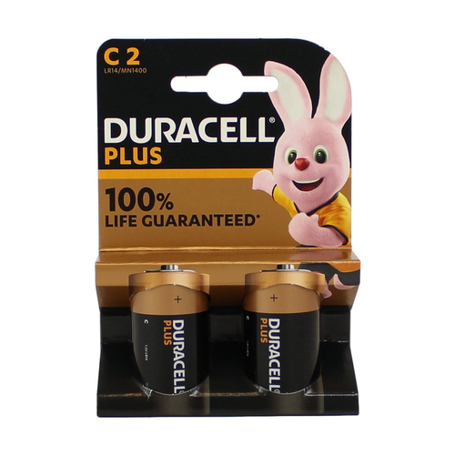 DURACELL PLUS 100 C MN1400 BATTERIA 1/2 TORCIA ALKALINE 1,5 V BLISTER 2 PZ