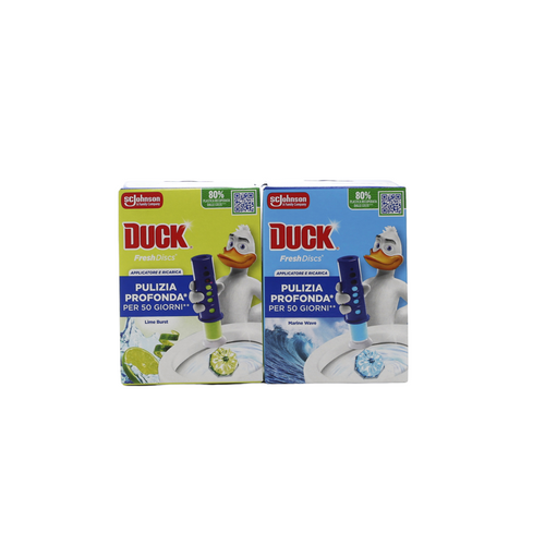 DUCK FRESH DISCS GEL WC BASE + RICARICA ASSORTITO: MARINE - LIME