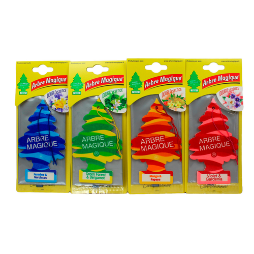 ARBRE MAGIQUE DOUBLE ESSENCE MONO 48 PZ: 12 GREEN FOREST & BERGAMOT - 12 JASMINE & NARCISSUS - 12 VIOLET & GARDENIA - 12 MANGO&PAPAIA CASSA MISTA ARBRE MAGIQUE DOUBLE ESSENCE MONO 48 PZ: 12 GREEN FOREST & BERGAMOT - 12 JASMINE & NARCISSUS - 12 VIOLET & GARDENIA - 12 MANGO&PAPAIA CASSA MISTA