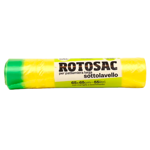 GEL SAC 15 SACCHI PATTUMIERA CM 65x65 CON MANIGLIE IN HDPE GIALLO TRASPARENTE IN ROTOLO