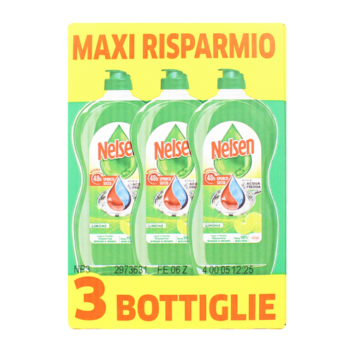 NELSEN DETERSIVO PIATTI AL LIMONE 3 PEZZI DA 850 ML