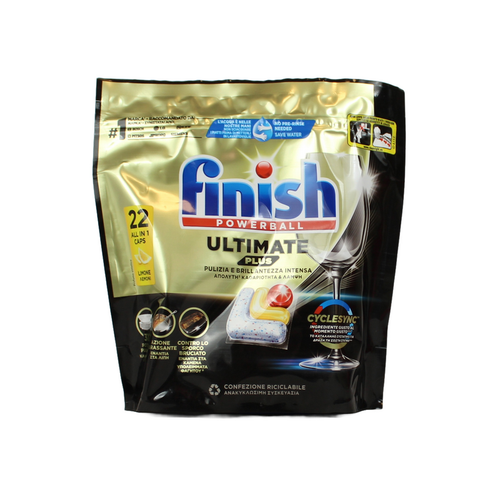 FINISH PASTIGLIE PER LAVASTOVIGLIE ULTIMATE PLUS ALL IN 1 22 TABS LIMONE