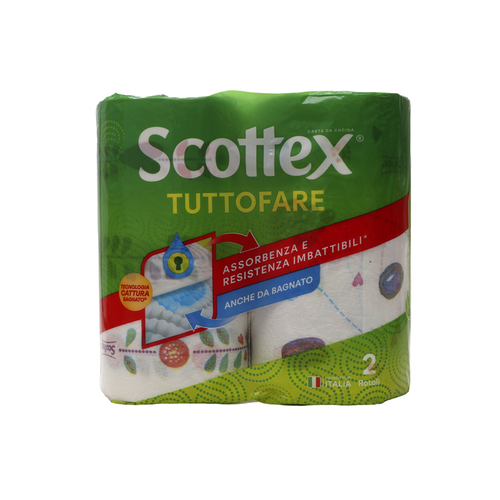 SCOTTEX CARTA CUCINA ASCIUGATUTTO TUTTOFARE 2 MAXI ROTOLI