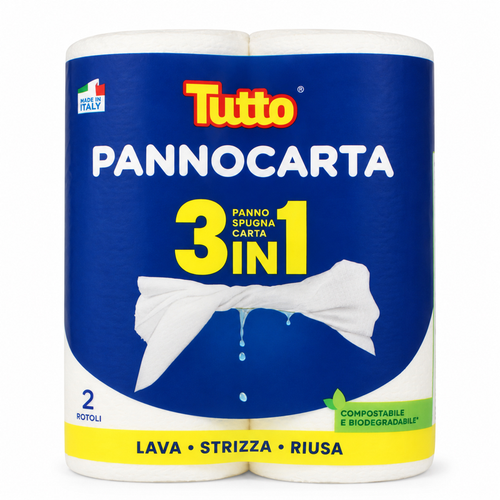 TUTTO CARTA CUCINA ASCIUGATUTTO PANNOCARTA 2 ROTOLI 3in1