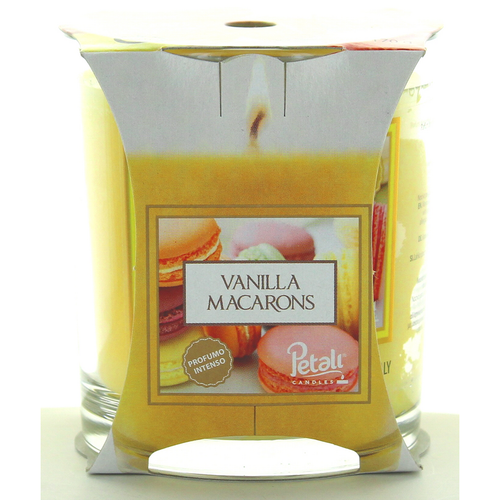 PETALI CANDELA PROFUMA AMBIENTI VANILLA MACARONS IN BICCHIERE DURATA 45h 170 grammi 