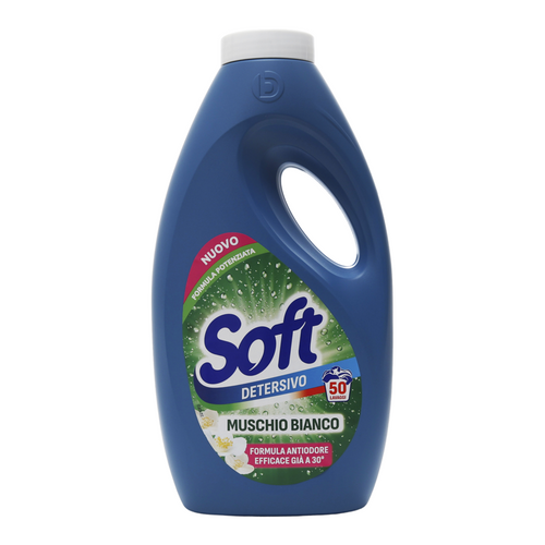 SOFT DETERSIVO LIQUIDO BUCATO LAVATRICE MUSCHIO BIANCO 50 LAVAGGI 2250 ML       