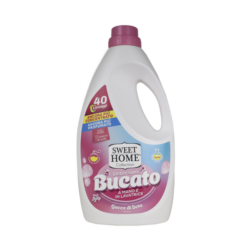 SWEET HOME DETERSIVO BUCATO LIQUIDO A MANO e LAVATRICE GOCCE DI SETA 40 LAVAGGI 2000 ML