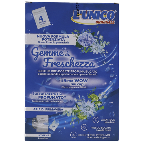 L'UNICO ORIGINALE GEMME DI FRESCHEZZA PROFUMA BUCATO LAVATRICE ARIA DI PRIMAVERA 4 BUSTINE 