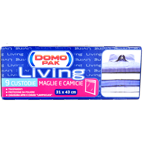 DOMOPAK LIVING CUSTODIA MAGLIE E CAMICIE CON CHIUSURA LAMPOCLICK - CM 31X43 9 PZ