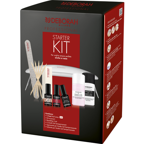 DEBORAH KIT SMALTO SEMIPERMANENTE PRO GEL. LIMA, BUFFER, 6 BASTONCINI CUTICOLE