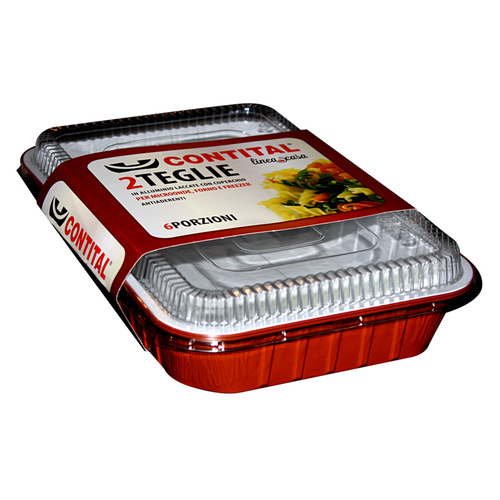 CONTITAL VASCHETTE CON COPERCHIO 6 PORZIONI 2 PEZZI PER MICROONDE / TRADIZIONALE / FREEZER 851LR