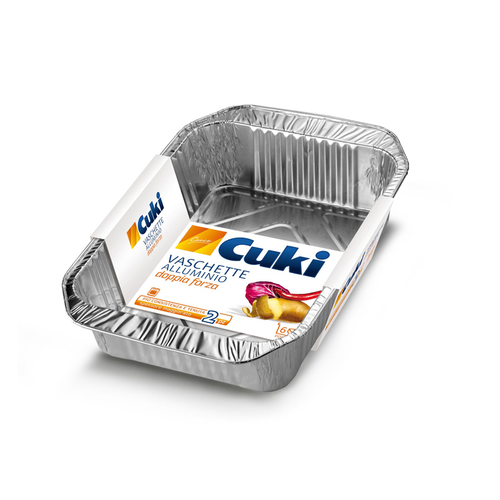 CUKI VASCHETTE ALLUMINIO (R181G) - PER 6 PORZIONI CON MANICI - 2 PEZZI - LT 0,8 (CM 23.8X10X5)