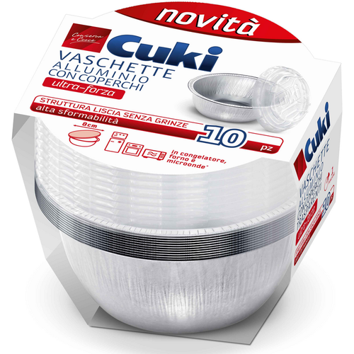 CUKI VASCHETTE ALLUMINIO CON COPERCHI (TS21) PER SUGHI - 10 PEZZI - LT 0,143