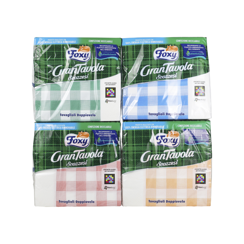 FOXY GRAN TAVOLA 42 TOVAGLIOLI 32x32,5 2 VELI CARTA SCOZZESE ASSORTITI