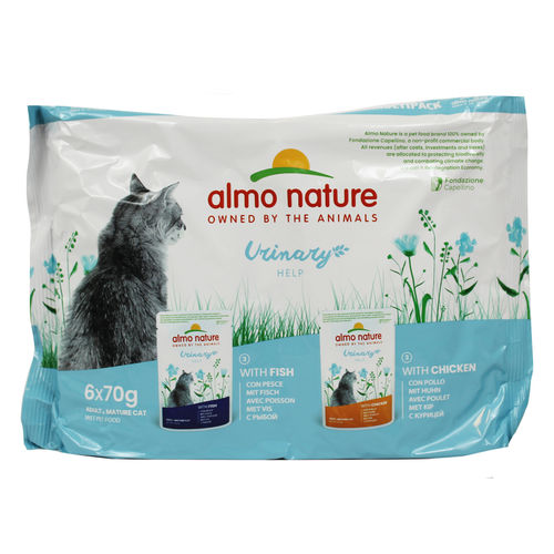 ALMO NATURE HOLISTIC URINARY GATTO 6 BUSTE DA 70 grammi - 3 PESCE, 3 POLLO 