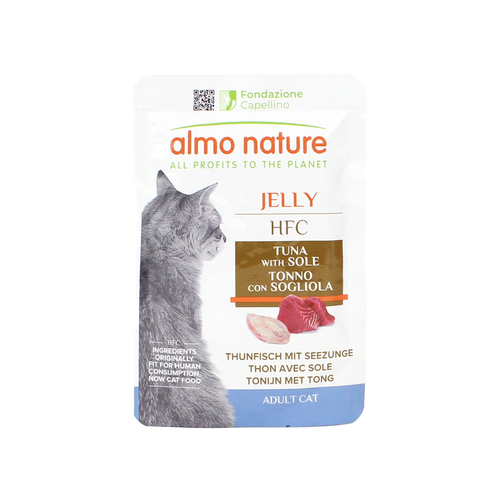 ALMO NATURE JELLY HFC GATTO BUSTA TONNO CON SOGLIOLA 55 GRAMMI