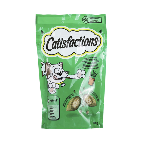 CATISFACTIONS GATTO CROCCHETTE GUSTO ERBA GATTA BUSTA 60 grammi