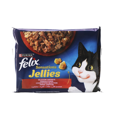 FELIX SENSATIONS JELLIES 4 BUSTE DA 85 GRAMMI 2 ANATRA 2 AGNELLO