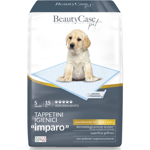 BEAUTY CASE PET TAPPETINI IGIENICI "IMPARO" PER ANIMALI 60x40 15 PEZZI CON ADESIVI DI FISSAGGIO  BEAUTY CASE PET TAPPETINI IGIENICI "IMPARO" PER ANIMALI 60x40 15 PEZZI CON ADESIVI DI FISSAGGIO