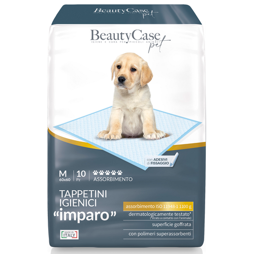 BEAUTY CASE PET TAPPETINI IGIENICI "IMPARO" PER ANIMALI 60x60 10 PEZZI  CON ADESIVI PER FISSAGGIO AL PAVIMENTO BEAUTY CASE PET TAPPETINI IGIENICI "IMPARO" PER ANIMALI 60x60 10 PEZZI  CON ADESIVI PER FISSAGGIO AL PAVIMENTO