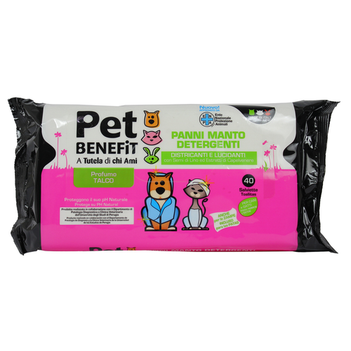 PET BENEFIT 40 PANNI DETERGENTI DISTRICANTI E LUCIDANTI PER MANTO DEI CANI e GATTI PET BENEFIT 40 PANNI DETERGENTI DISTRICANTI E LUCIDANTI PER MANTO DEI CANI e GATTI
