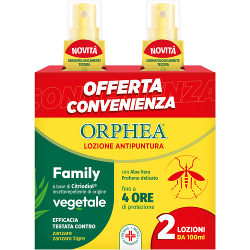 ORPHEA FAMILY LOZIONE ANTIPUNTURA VEGETALE OFFERTA X2 100 ML CADAUNO