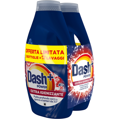 DASH POWER DETERSIVO LIQUIDO BUCATO LAVATRICE EXTRA IGIENIZZANTE 2 PEZZI DA 20 LAVAGGI